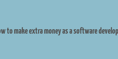 how to make extra money as a software developer