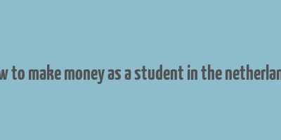 how to make money as a student in the netherlands