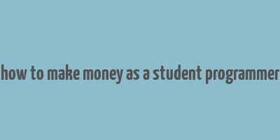 how to make money as a student programmer