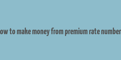 how to make money from premium rate numbers