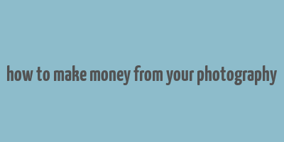 how to make money from your photography