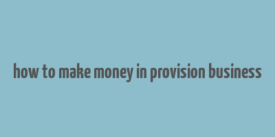 how to make money in provision business