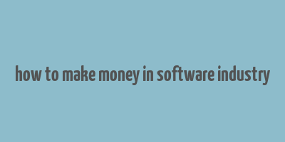 how to make money in software industry