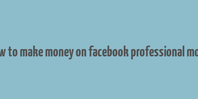 how to make money on facebook professional mode