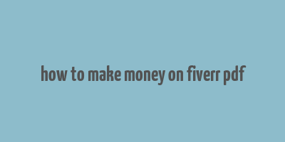 how to make money on fiverr pdf