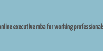 online executive mba for working professionals