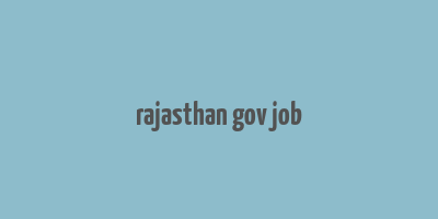 rajasthan gov job