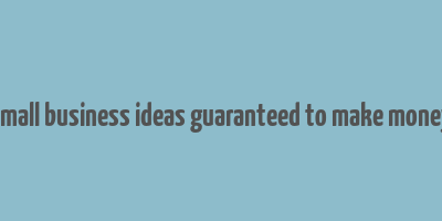 small business ideas guaranteed to make money