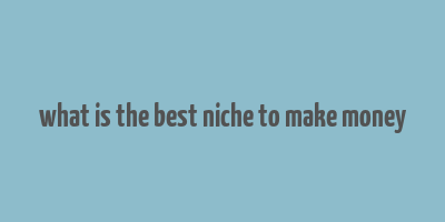 what is the best niche to make money