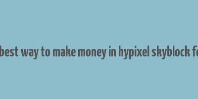 what is the best way to make money in hypixel skyblock for beginners