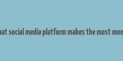 what social media platform makes the most money