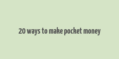 20 ways to make pocket money