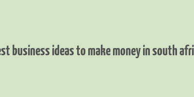 best business ideas to make money in south africa