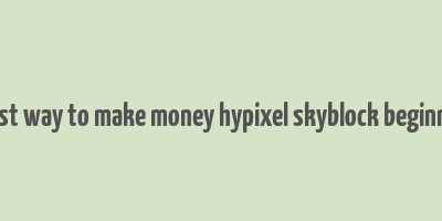 best way to make money hypixel skyblock beginner