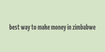 best way to make money in zimbabwe