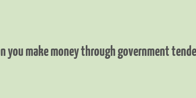 can you make money through government tenders