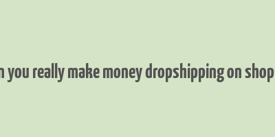 can you really make money dropshipping on shopify