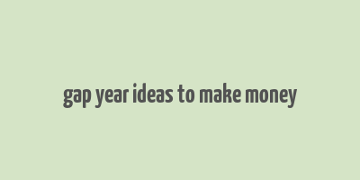 gap year ideas to make money