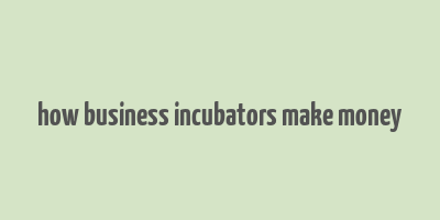 how business incubators make money