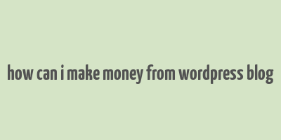 how can i make money from wordpress blog