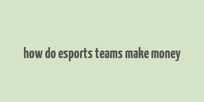 how do esports teams make money