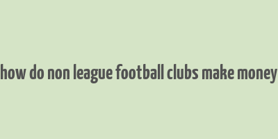 how do non league football clubs make money