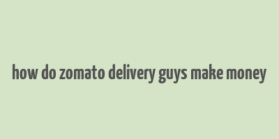 how do zomato delivery guys make money