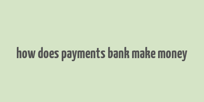 how does payments bank make money