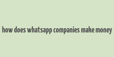 how does whatsapp companies make money