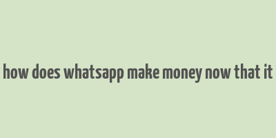 how does whatsapp make money now that it& 39