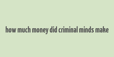 how much money did criminal minds make