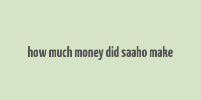 how much money did saaho make