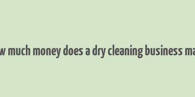 how much money does a dry cleaning business make