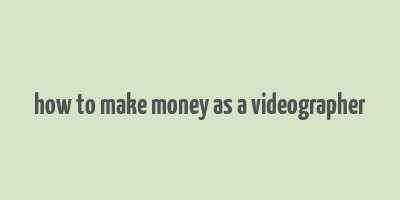 how to make money as a videographer