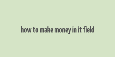 how to make money in it field