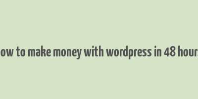 how to make money with wordpress in 48 hours