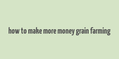 how to make more money grain farming