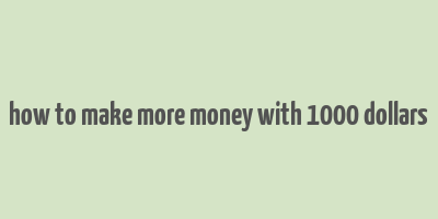 how to make more money with 1000 dollars