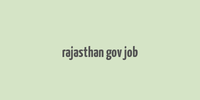 rajasthan gov job