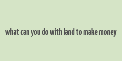 what can you do with land to make money