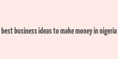 best business ideas to make money in nigeria