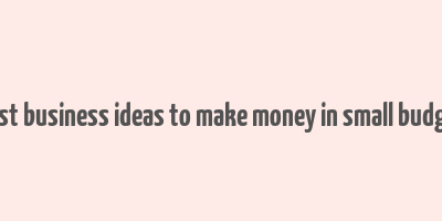 best business ideas to make money in small budget