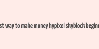 best way to make money hypixel skyblock beginner