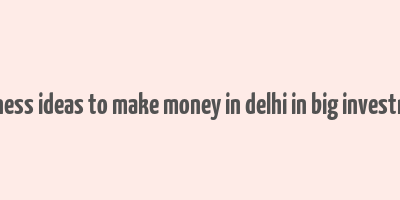 business ideas to make money in delhi in big investment