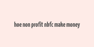 hoe non profit nbfc make money