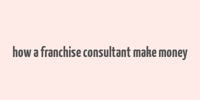 how a franchise consultant make money