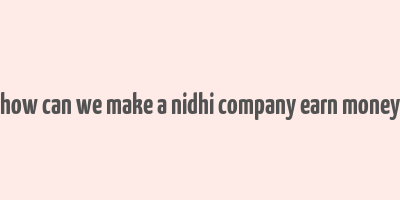 how can we make a nidhi company earn money