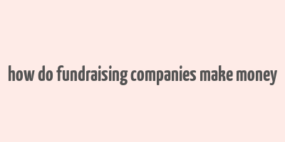 how do fundraising companies make money