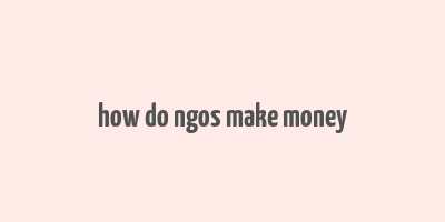 how do ngos make money