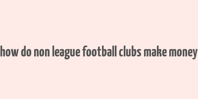 how do non league football clubs make money